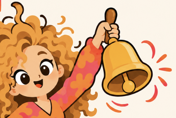 Meeting Alarm character ringing a bell